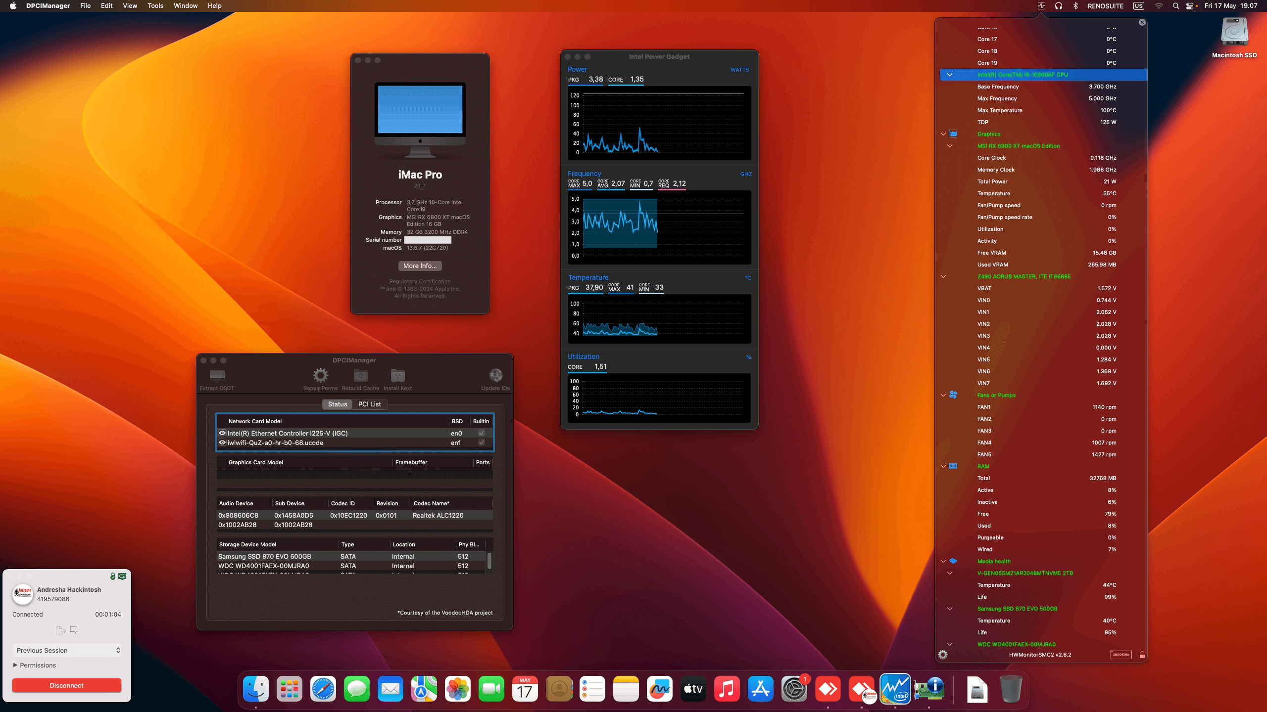 Success Hackintosh macOS Ventura 13.6.7 Build 22G720 in Gigabyte Z490 Aorus Master + Intel Core i9 10900KF + MSI RX 6800 XT
